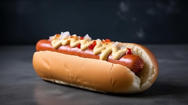 Hotdog with Sausage Drenched in Juicy Mayonnaise Sauce