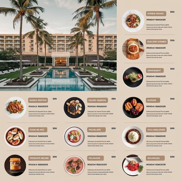 Photo hotel advertisement poster square size 10 hotel menu with images