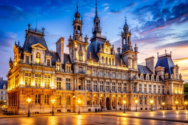 Hotel de Ville in Paris Historical building of Hotel de Villle in Paris France