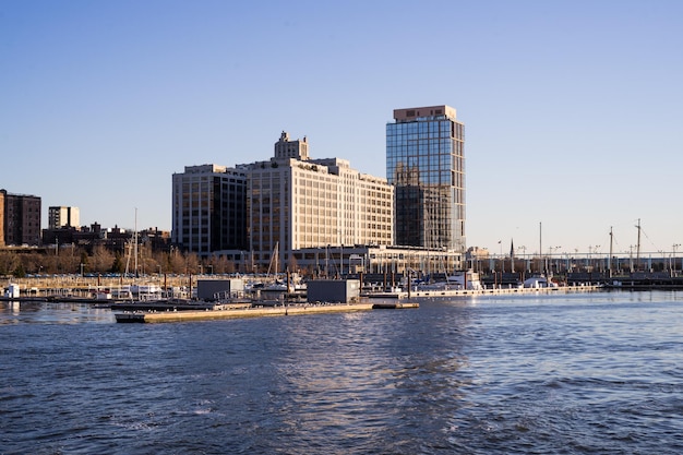 The hotel is located on the water.