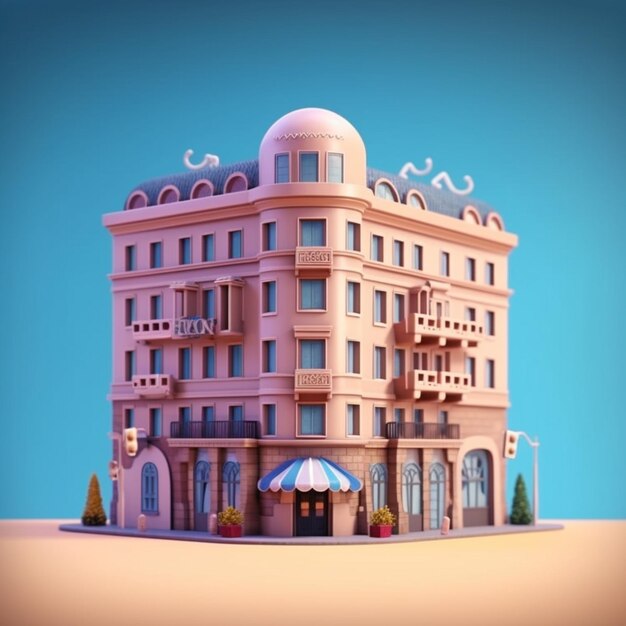 Hotel miniatur clay cartoon building AI Generated