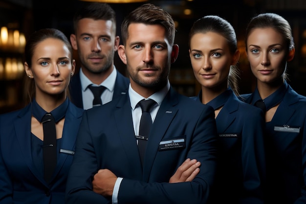 Hotel Staff Team Portrait United and Confident Gazing at Camera AI