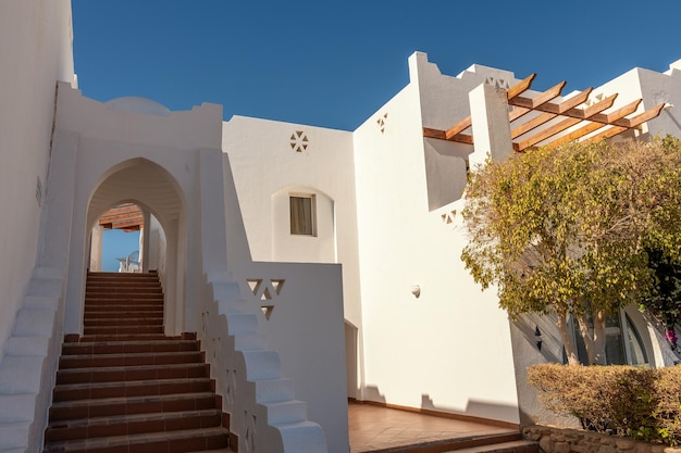 Hotel with white buildings and a recreation area in Egypt