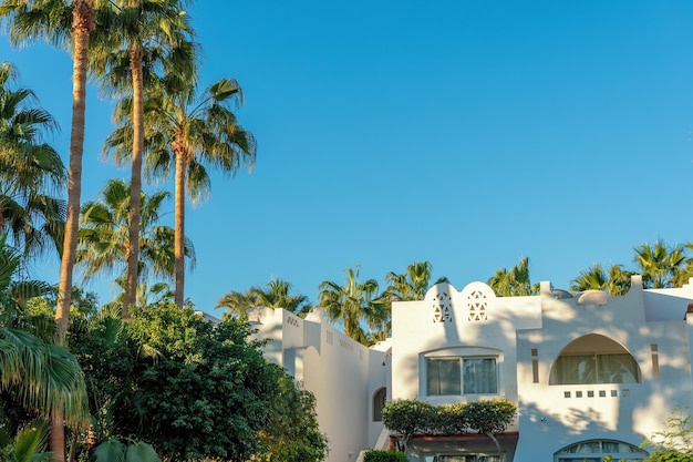 Hotel with white buildings and a recreation area in Egypt