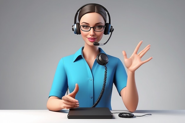 Photo hotline operator advises customer 3d vector character illustration customer support help service