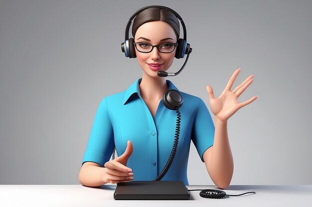 Photo hotline operator advises customer 3d vector character illustration customer support help service