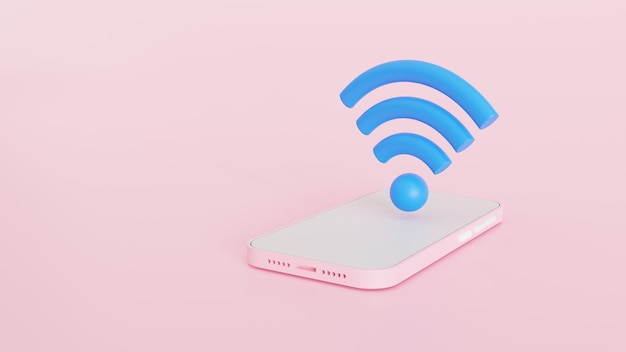 Hotspot signal release concept  Wifi with Smartphone 3D render illustration