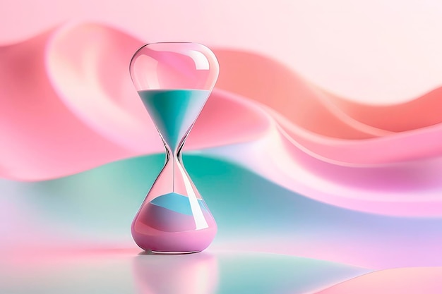 Hourglass on an abstract background in the desert