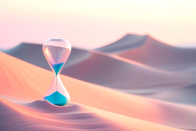 Hourglass on an abstract background in the desert