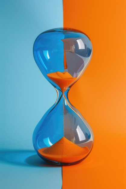 Hourglass on Blue and Orange Background