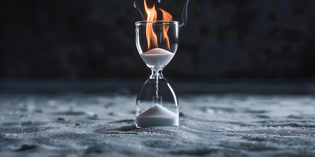 Photo hourglass burning symbolizing time slipping away urgency stress pressure deadline countdown concept time management stress relief deadline pressure urgency management task organization