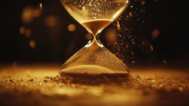 Hourglass Sand Falling on Gold