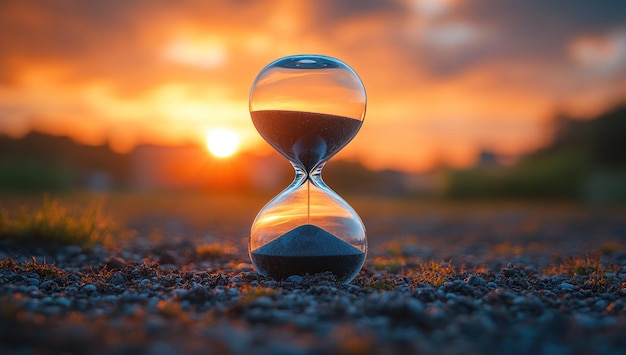 Photo hourglass at sunset