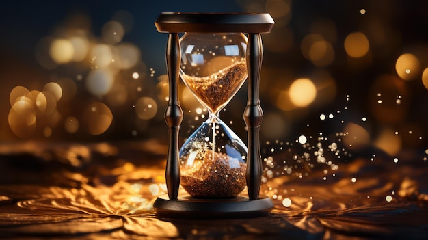 hourglass with abstract bokeh light background