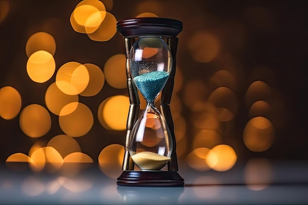 Hourglass with bokeh light background