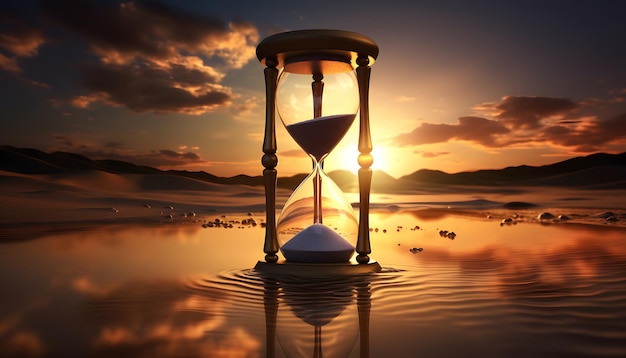 Hourglass with Glowing Sand Background