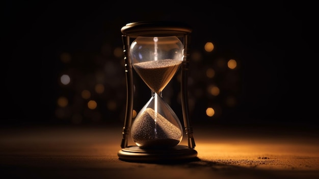 Hourglass with Glowing Sand with Copy space