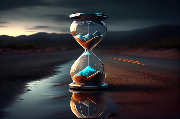 A hourglass with the word time on it