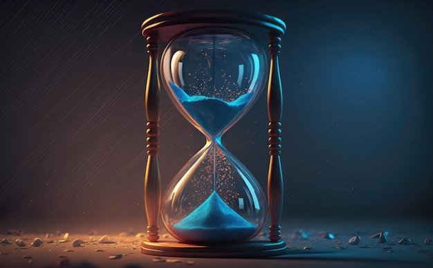 A hourglass with the word time on it