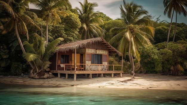 A house on the beach in the jungle