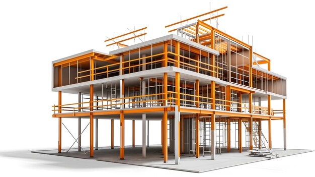 Photo a house being constructed with scaffolding in a 3d rendering