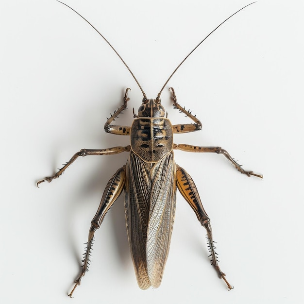 a House Cricket on white Background top view