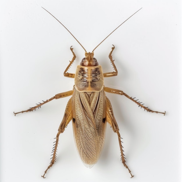 a House Cricket on white Background top view