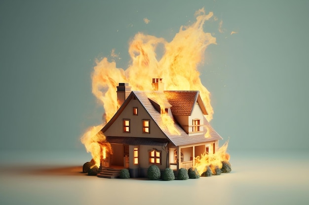 House on fire and the importance of home insurance Generative Ai