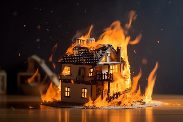 House on fire and the importance of home insurance Generative Ai