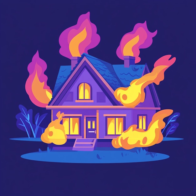 Photo house on fire stock illustration