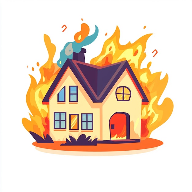 Photo house on fire stock illustration