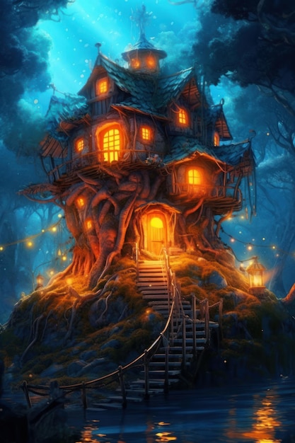 House in the forest by person