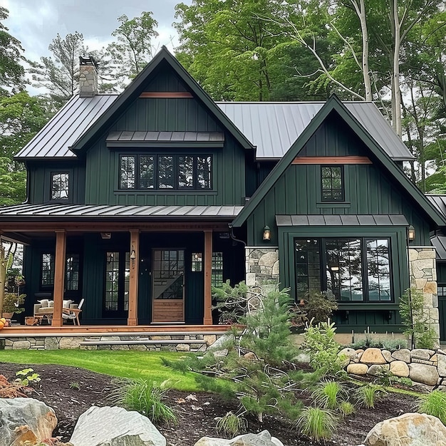 House in the forest on a cloudy day Northwest USA