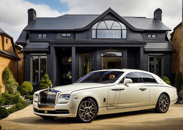 house in front of new rolls Royce