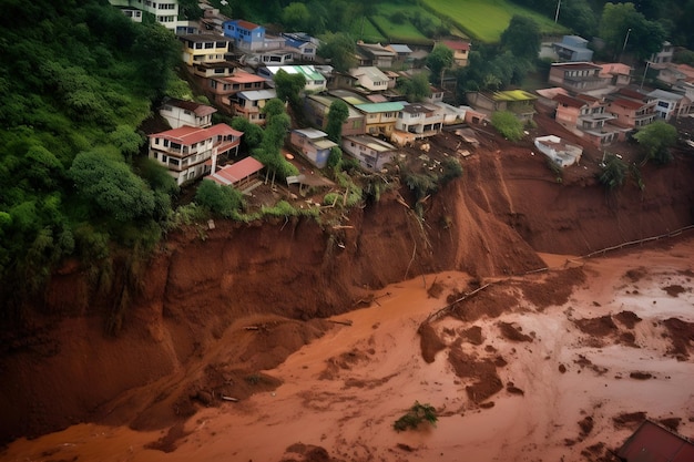 A house is on a cliff that is partially submerged by water