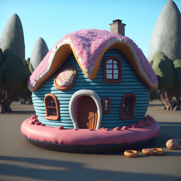 The house is made of donut material realistic