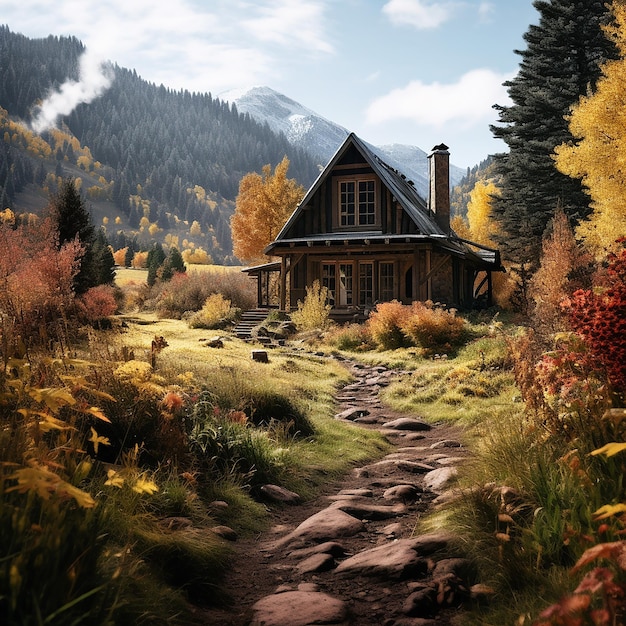 A house located in an environment shaped by autumn