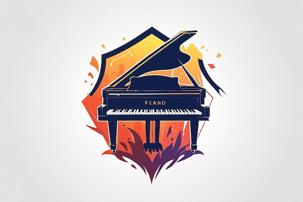 Photo house piano logo vector design