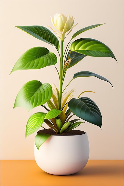 House plant in a pot isolated on white background