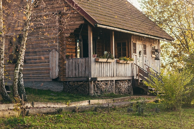 House, ranch, in a beautiful autumn forest