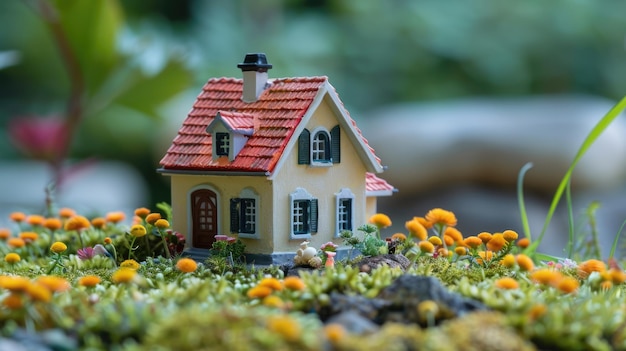 House Rental Miniature Home with For Rent Label in Real Estate Market