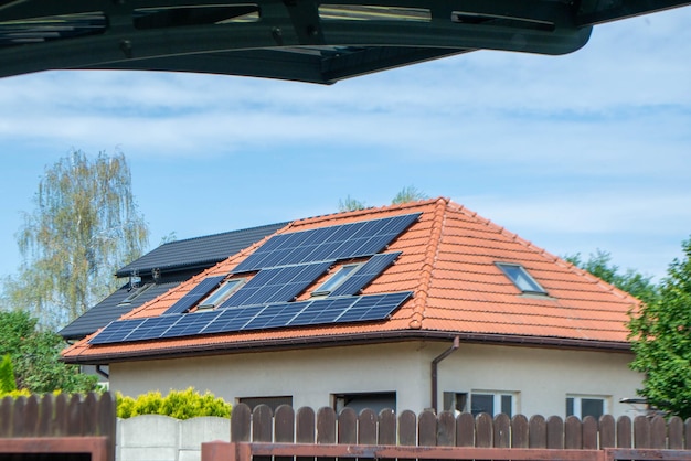 House roof with photovoltaic modules