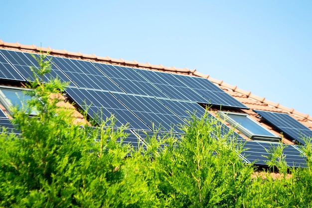 House roof with photovoltaic modules