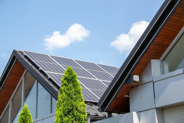 House roof with photovoltaic modules