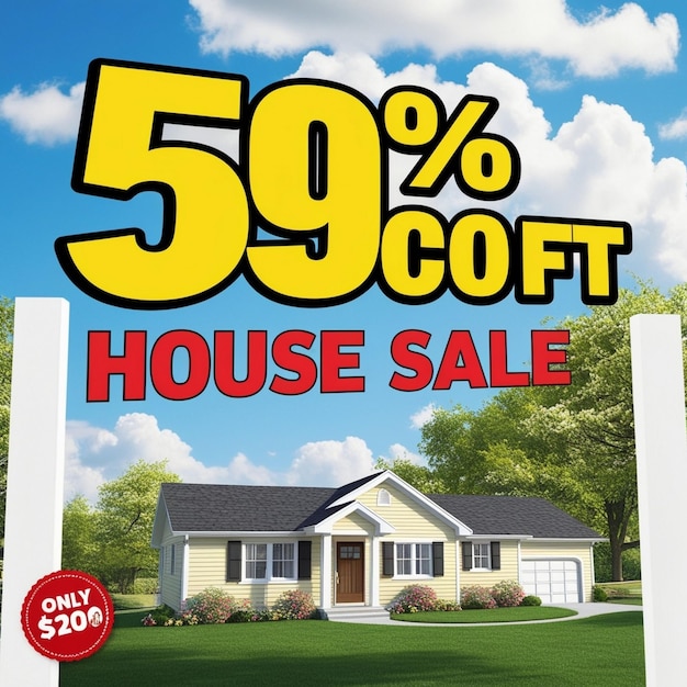 a house sale sign is shown on a sunny day