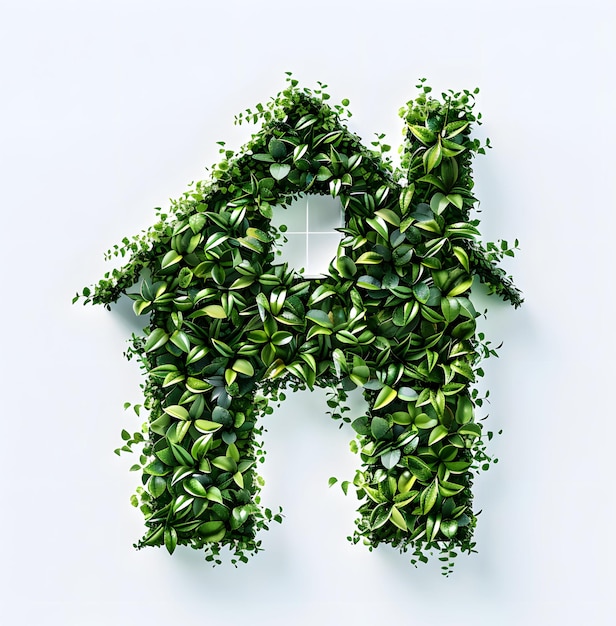 Photo house shape formed by green plants on white background