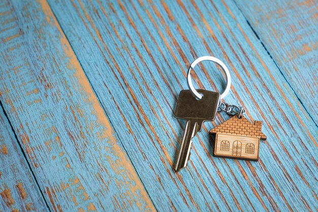 House shaped keychain and key