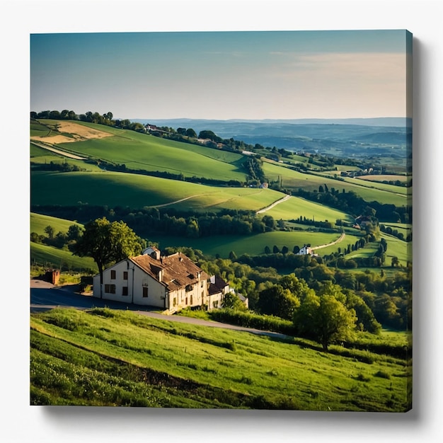 Photo a house sits on a hill with a house on the top