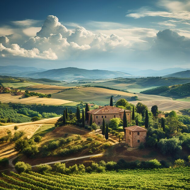 Photo a house sits on a hill with a sky background