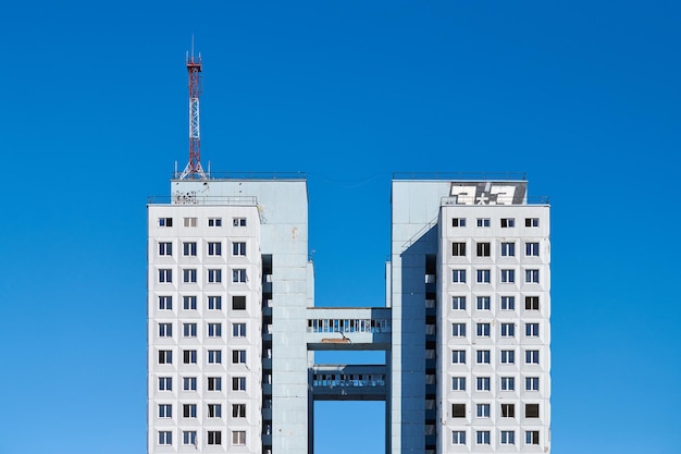 House of Soviets in Kaliningrad city abandoned high rise building with unfinished shell construction